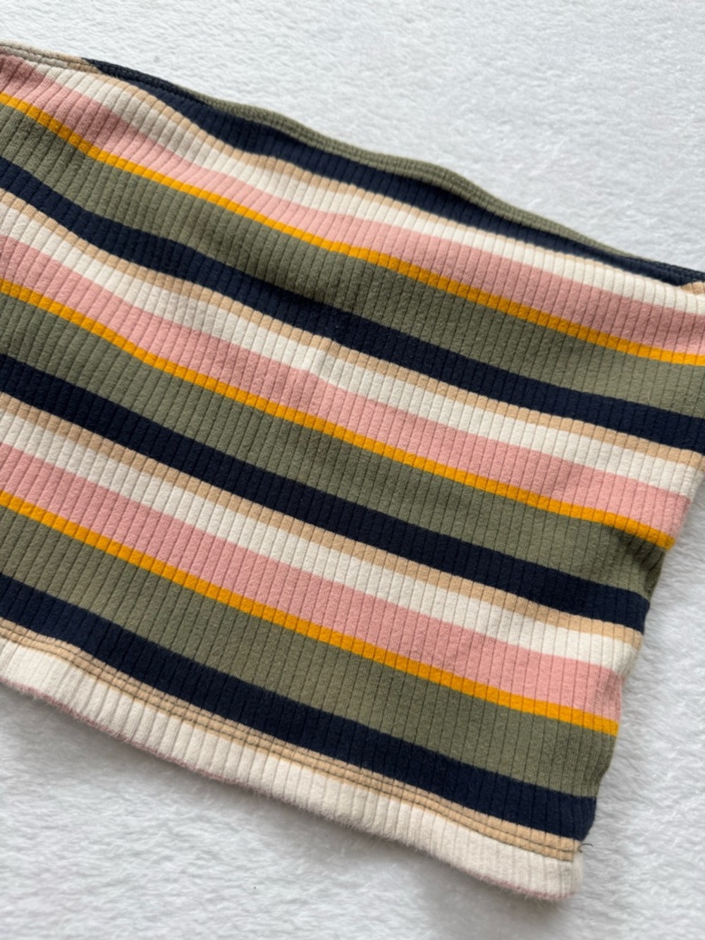 HOLLISTER Striped Ribbed Tube Top in Olive, Pink, Navy & Cream - Picture 2 of 6